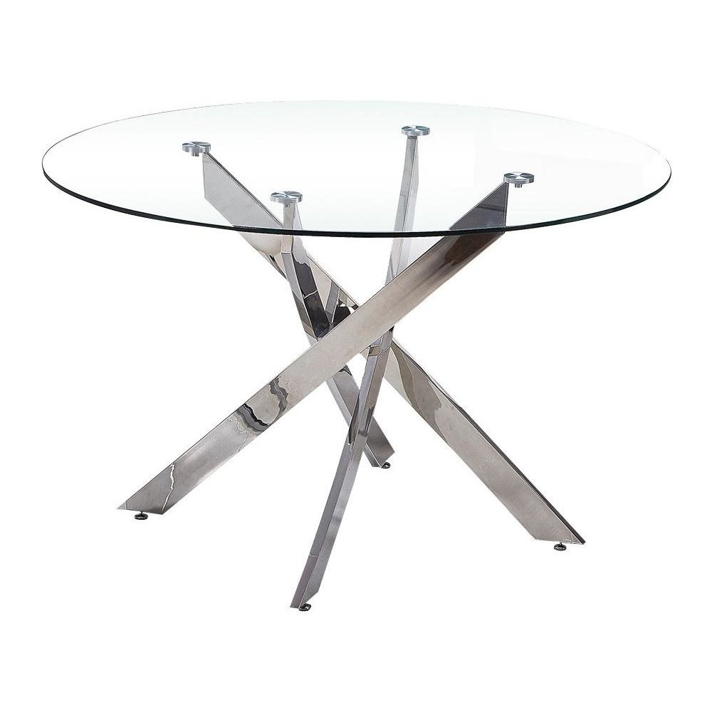 Best Master Alison Modern Round Glass Dining Table in Chrome. Picture 1