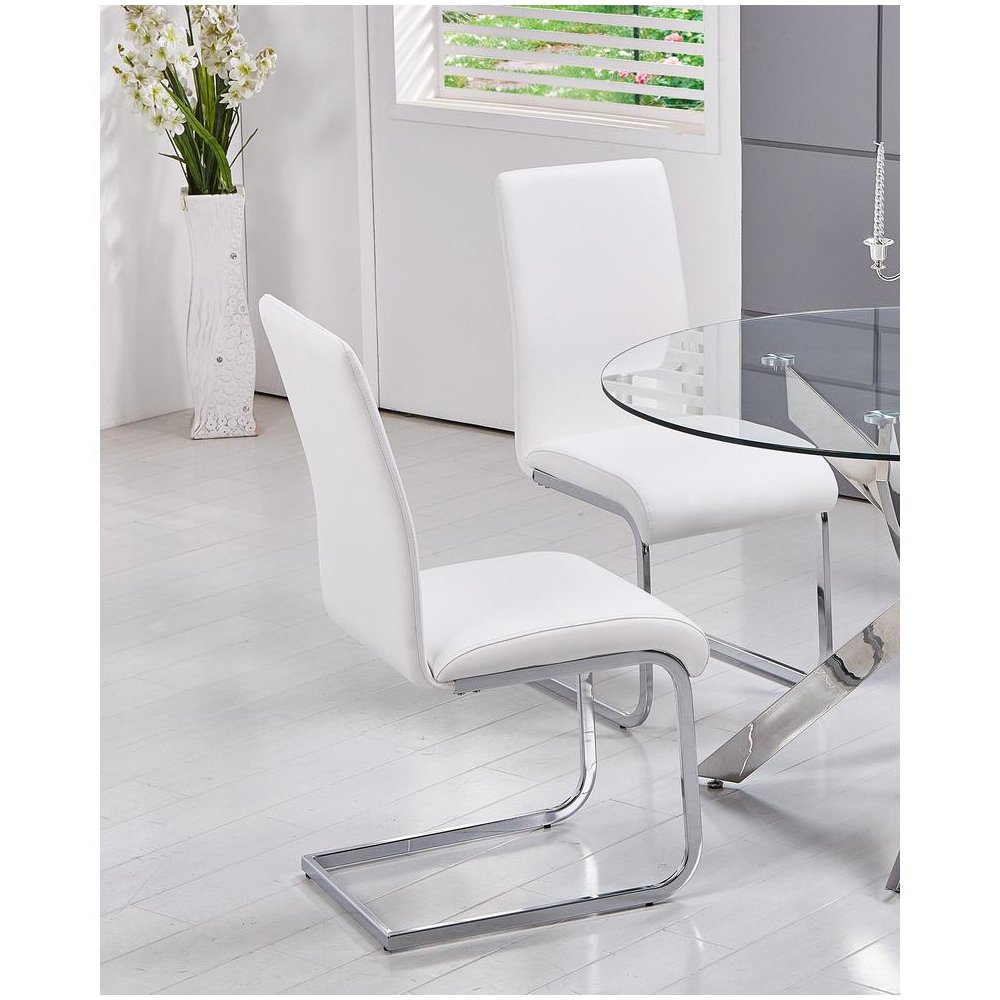 Best Master Alison 5-Piece Modern Glass Top Dinette Set in White. Picture 3