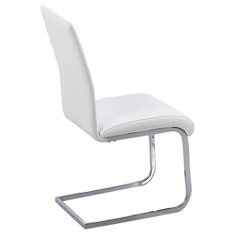 Best Master Alison 5-Piece Modern Glass Top Dinette Set in White. Picture 4