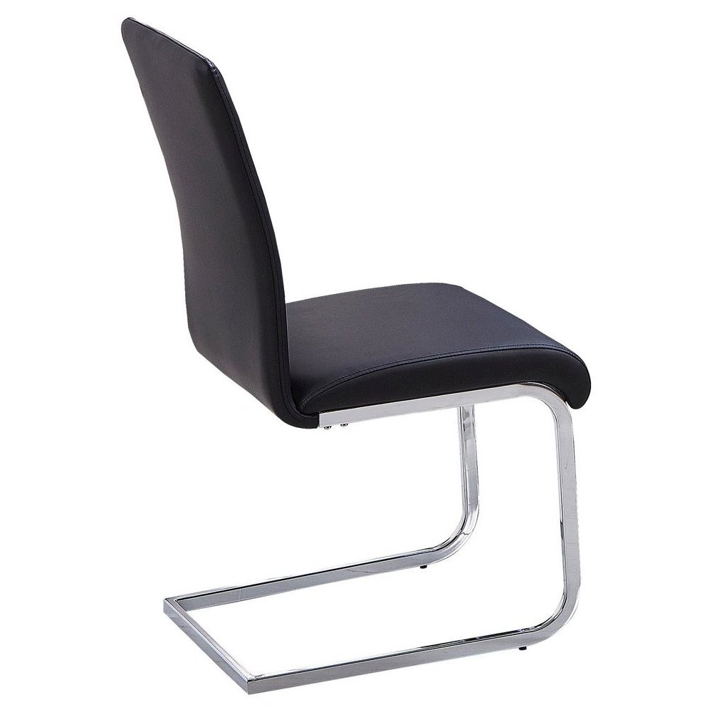 Best Master Alison Faux Leather Chrome Dining Side Chair in Black (Set of 2). Picture 1