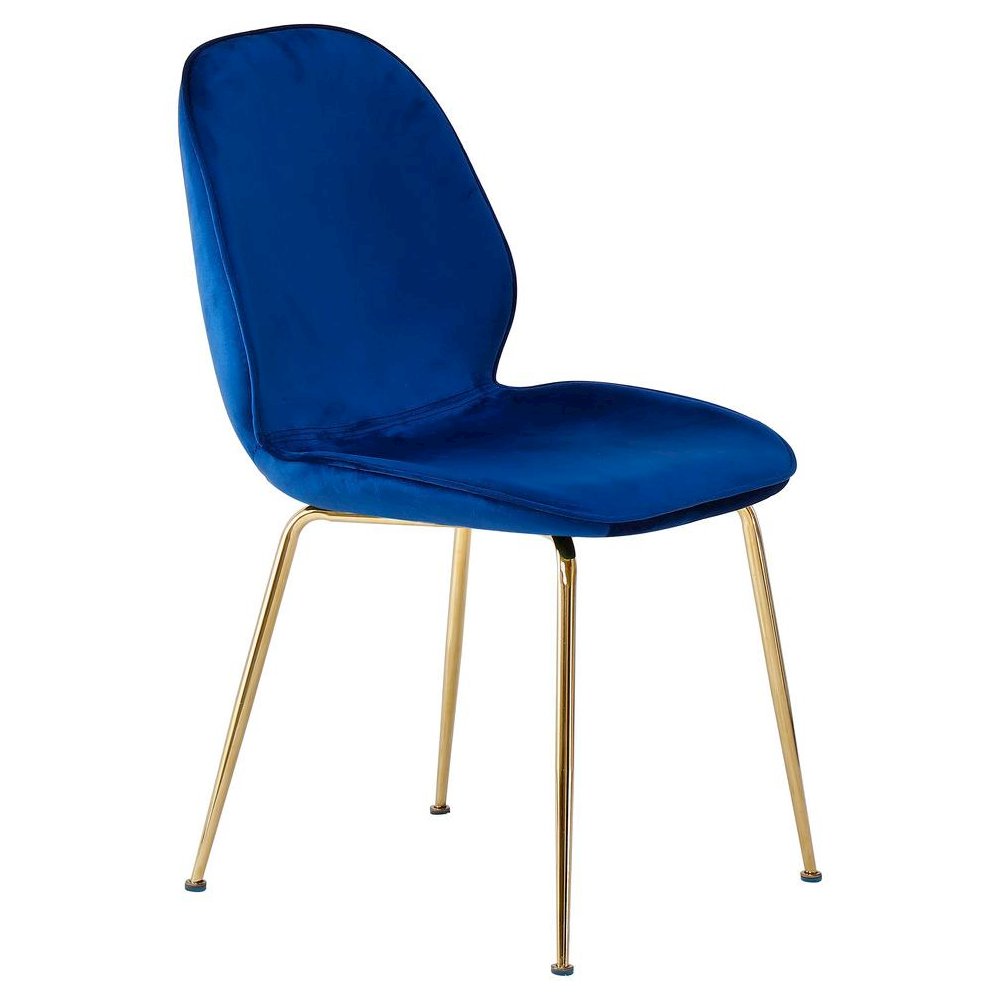 Best Master Mid-Century Velvet Upholstered Dining Side Chair in Blue (Set of 2). Picture 1