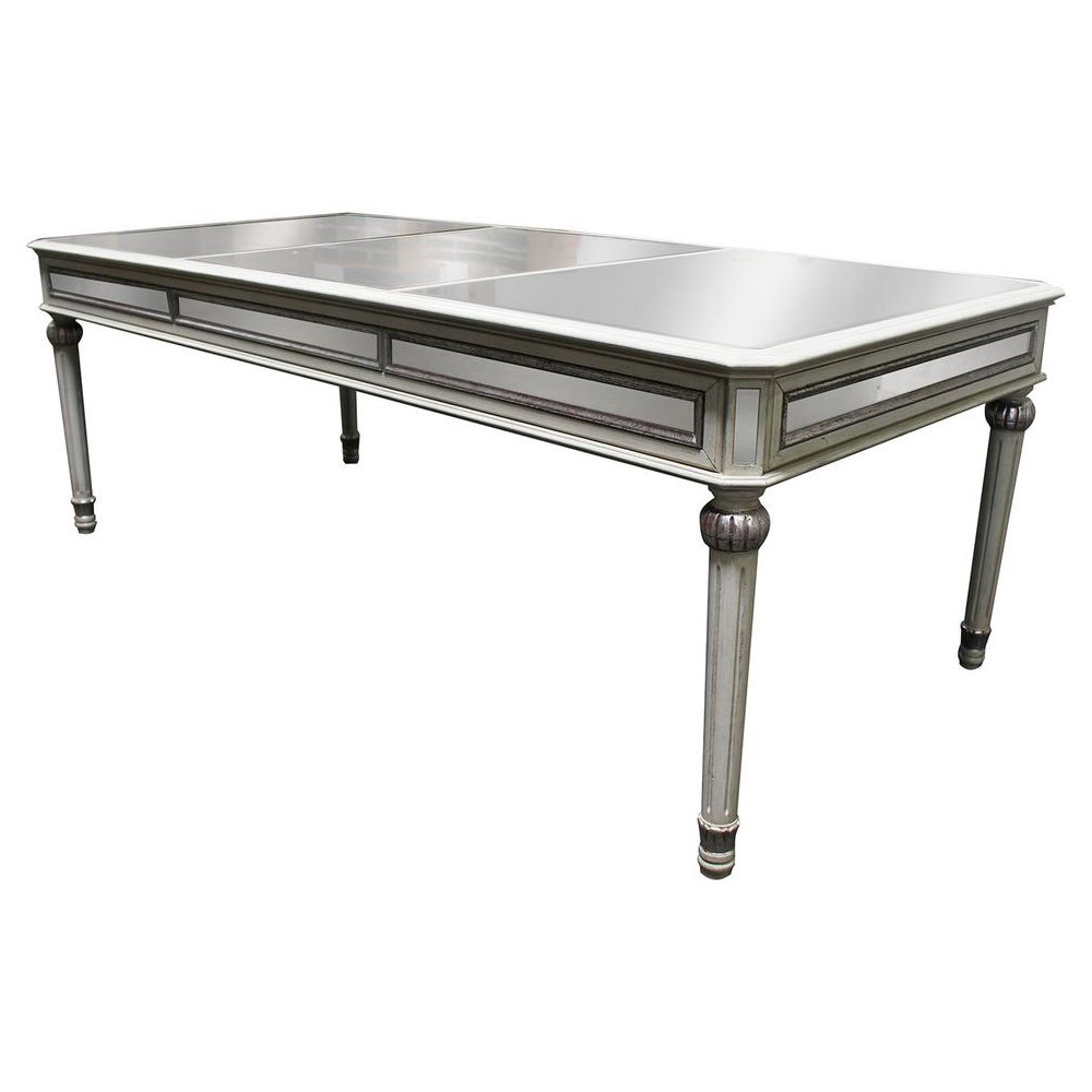 Emory Antique Cream With Mirrored Dining Table. Picture 1