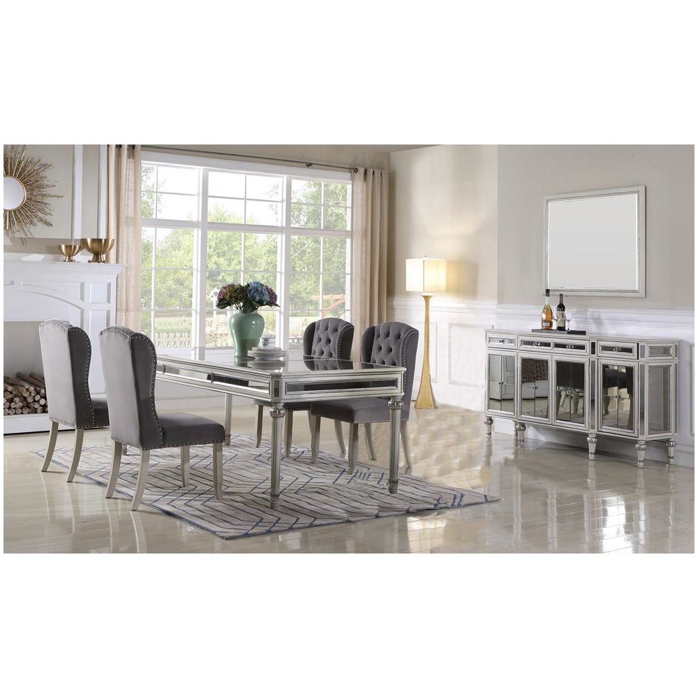 Emory Antique Cream With Mirrored Dining Table. Picture 2