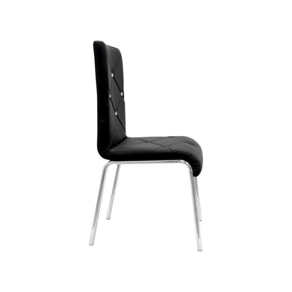 Best Master Faux Leather and Chrome Dining Side Chair in Black (Set of 4). Picture 1