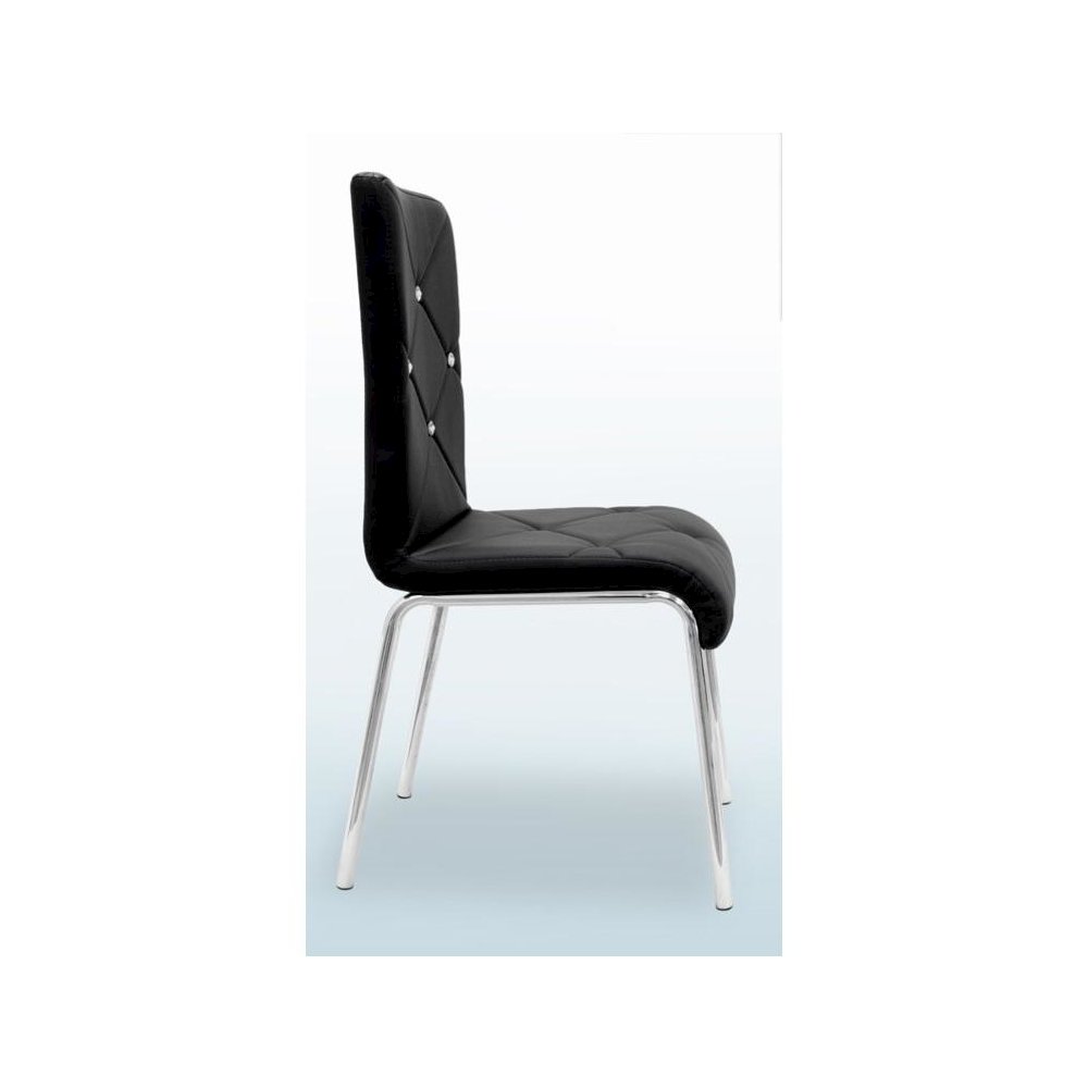 Best Master Faux Leather and Chrome Dining Side Chair in Black (Set of 4). Picture 2