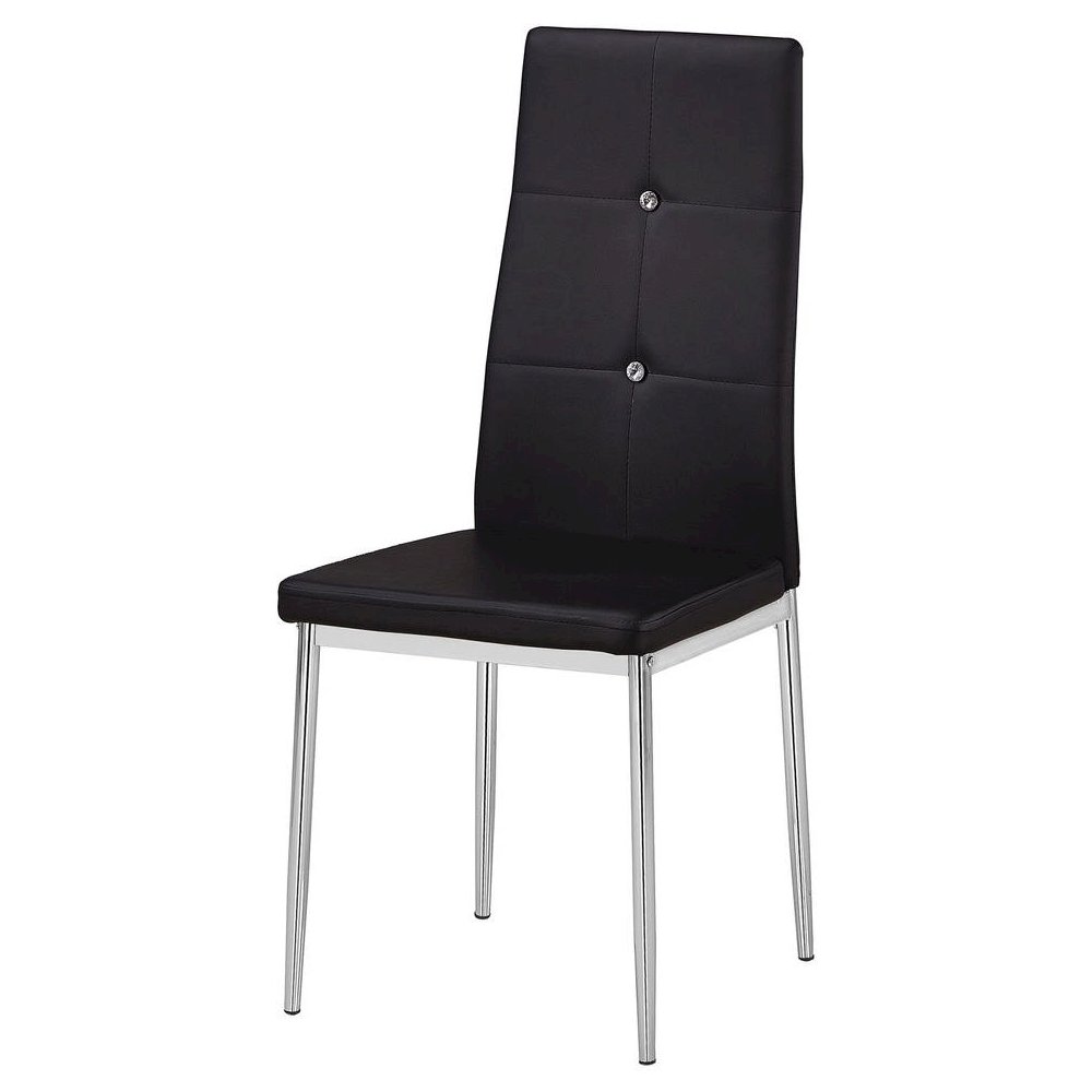 Best Master Trina Bi Cast Leather Dining Side Chair in Black (Set of 2). Picture 1
