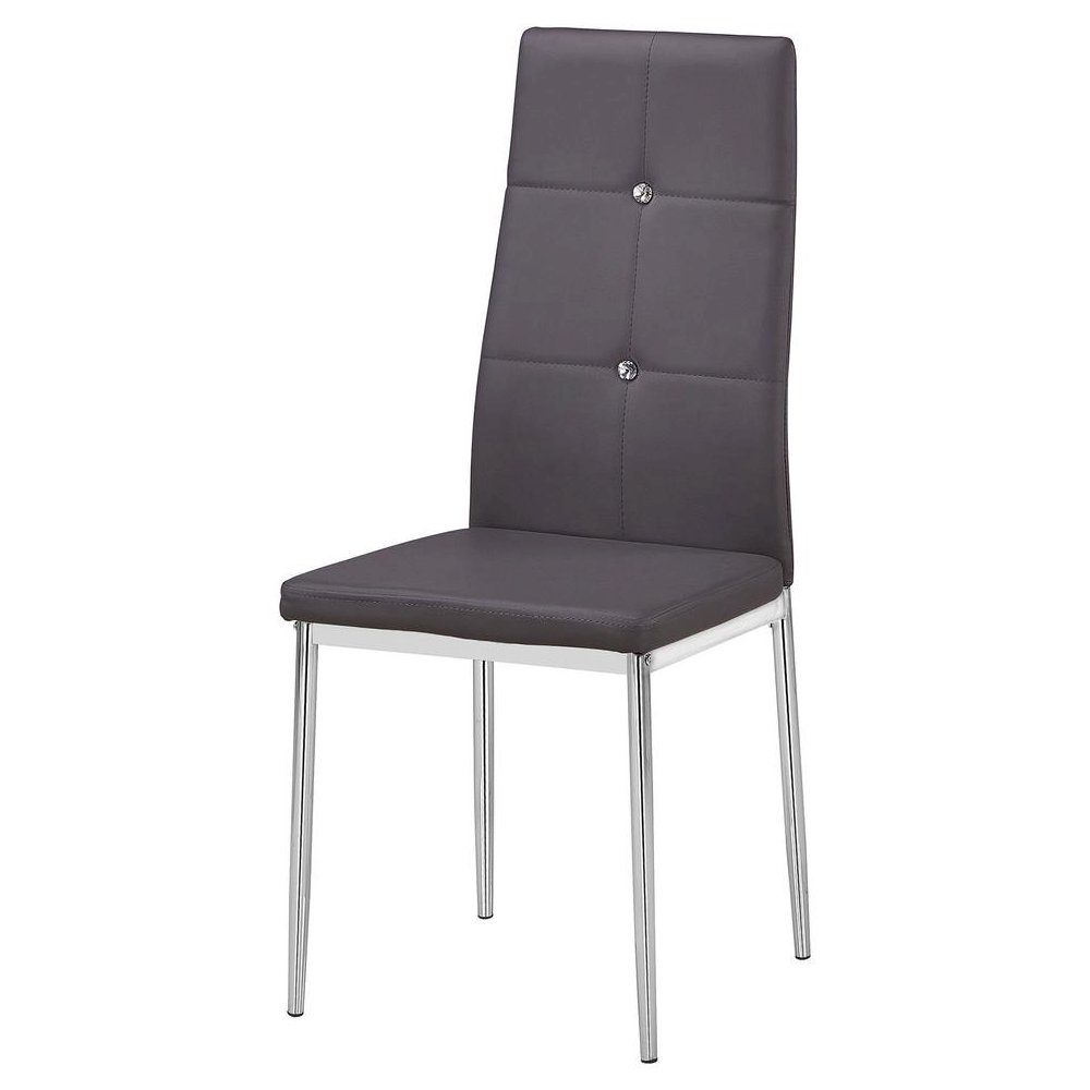 Best Master Trina Bi Cast Leather Dining Side Chair in Gray (Set of 2). Picture 1