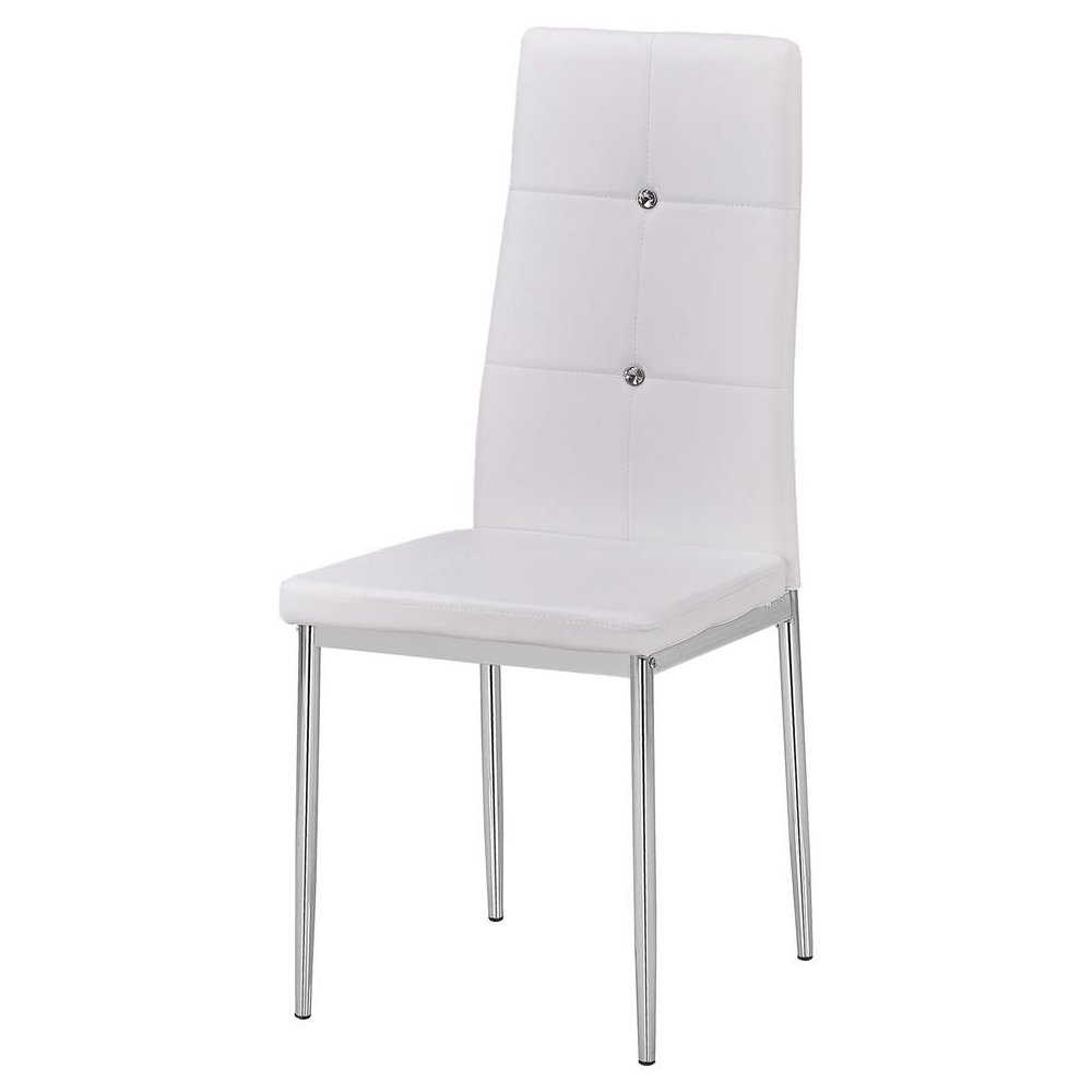 Best Master Trina Bi Cast Leather Dining Side Chair in White (Set of 2). Picture 1