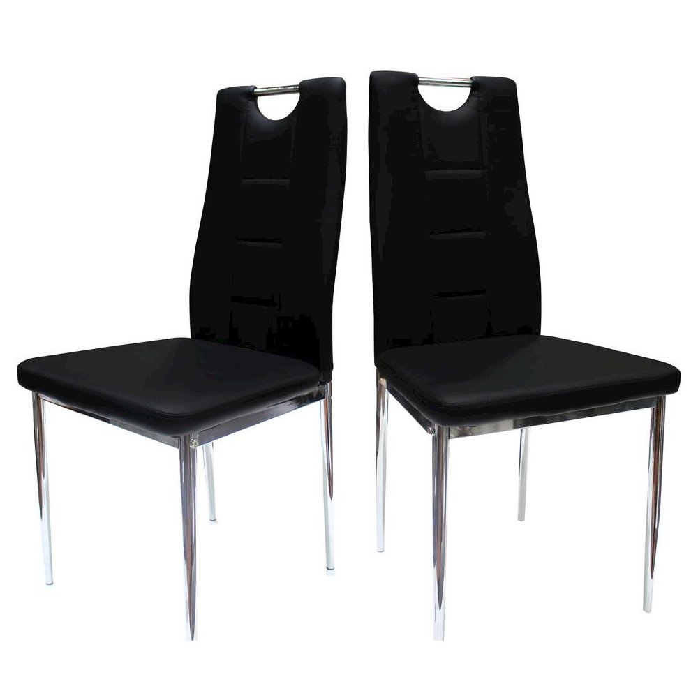 Best Master Beverly Faux Leather Upholstered Side Chair - Black (Set of 2). Picture 1