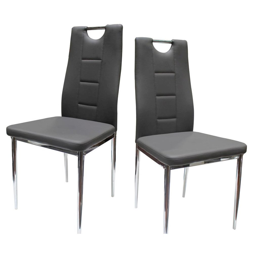 Best Master Beverly Faux Leather Upholstered Side Chair - Gray (Set of 2). Picture 1