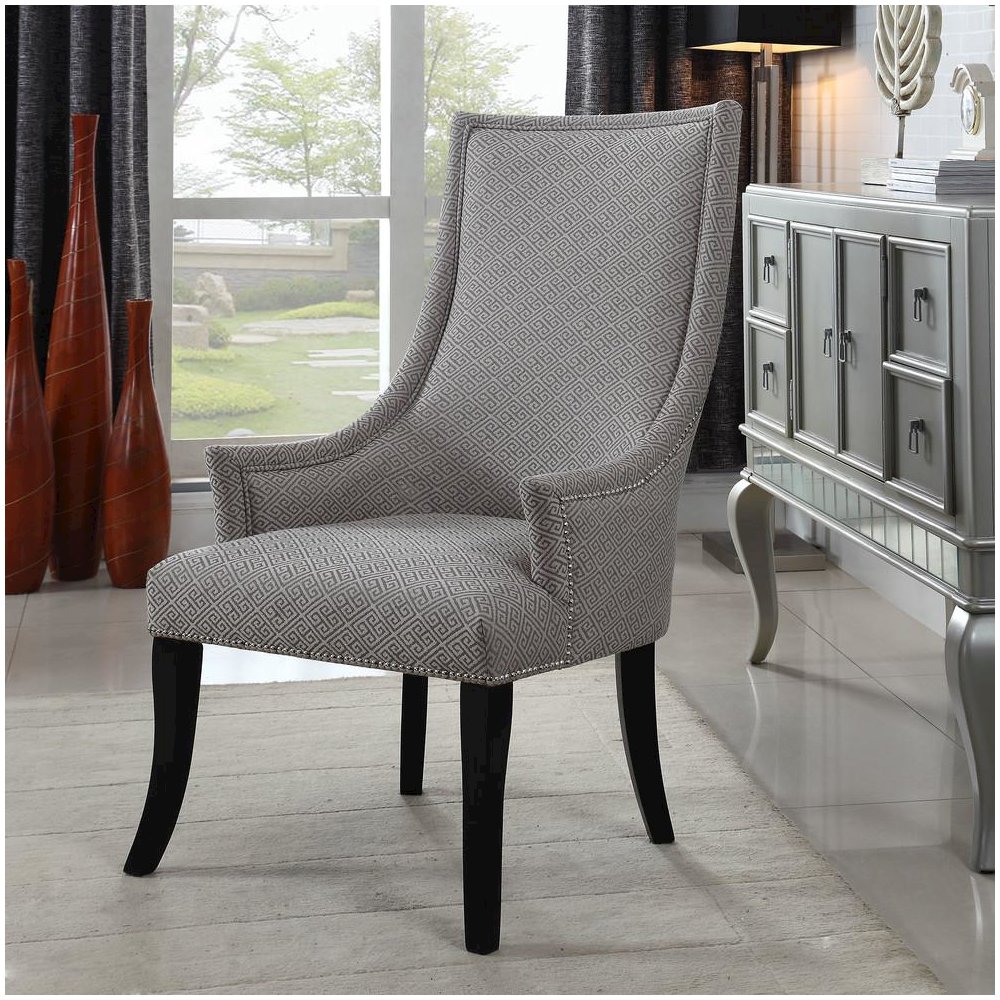 Best Master Republic Polyester Fabric Upholstered Acent Chair - Taupe/Light Gray. Picture 3