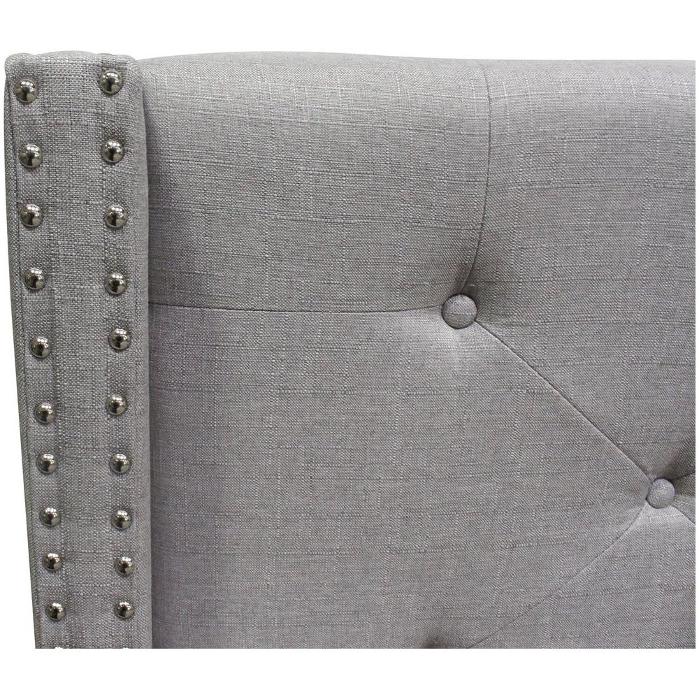 Best Master Valentina Fabric Upholstered Wingback Queen Platform Bed - Gray. Picture 5