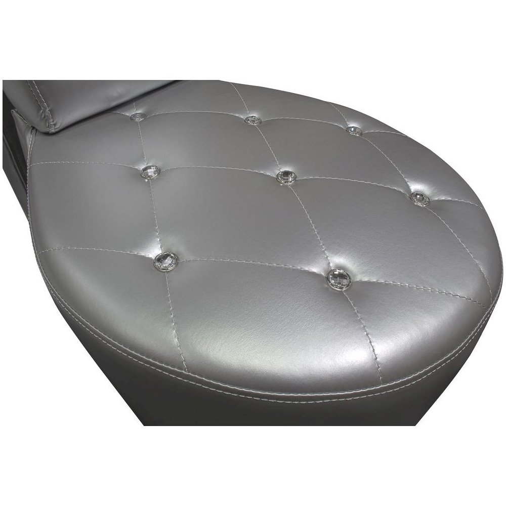 Best Master High Heel Faux Leather Crystal Studs Shoe Chair in Silver. Picture 2