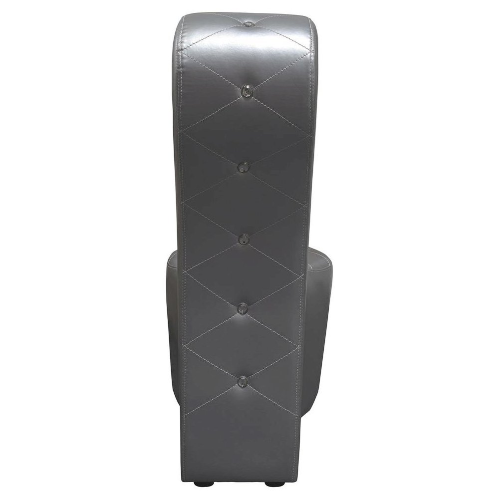 Best Master High Heel Faux Leather Crystal Studs Shoe Chair in Silver. Picture 3