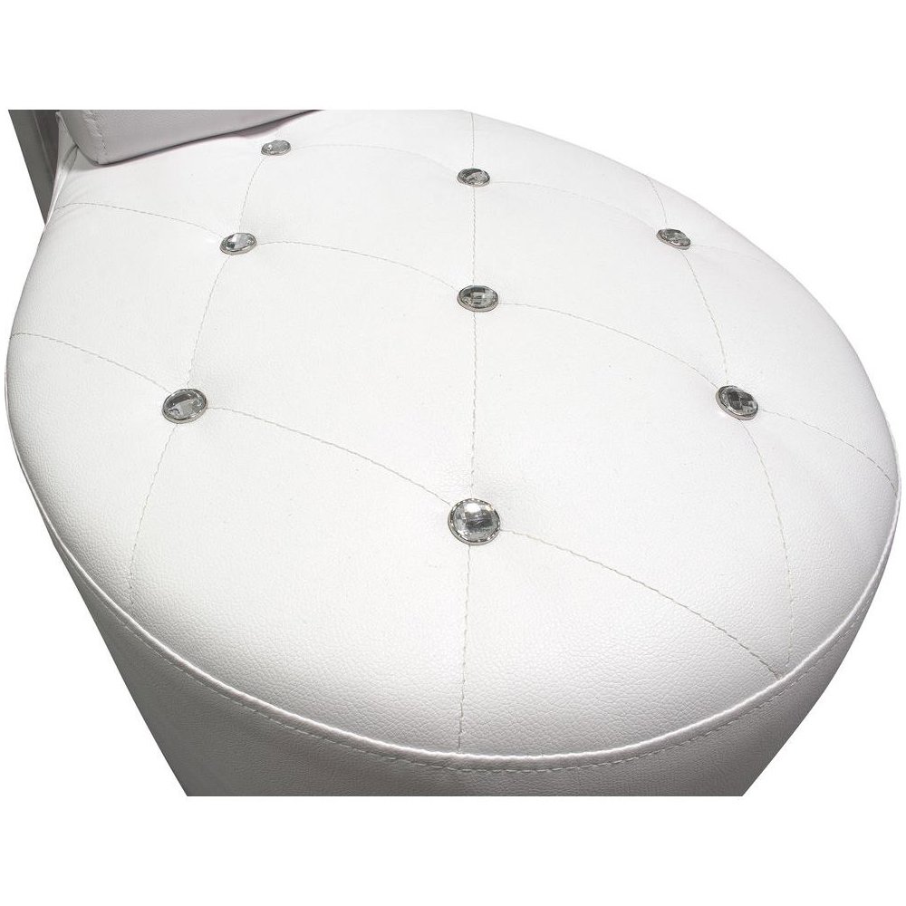 Best Master High Heel Faux Leather Crystal Studs Shoe Chair in White. Picture 3