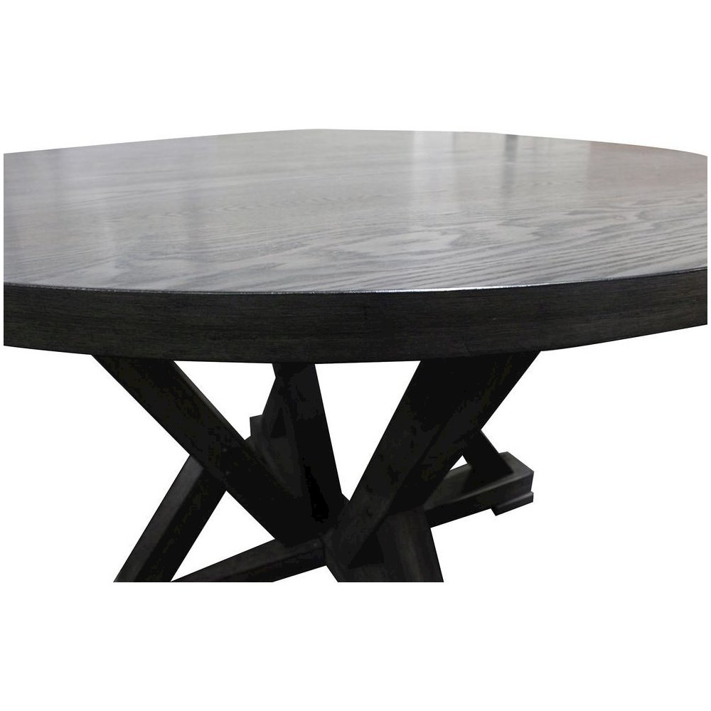 Best Master Solid Wood Round Dining Table in Antique Rustic Gray. Picture 3