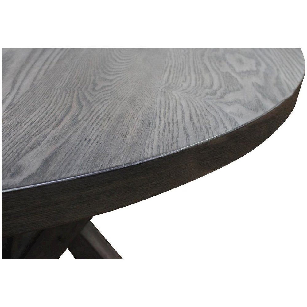 Best Master Solid Wood Round Dining Table in Antique Rustic Gray. Picture 4