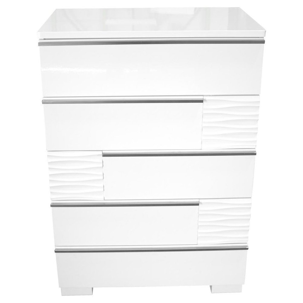 Best Master Athens 5-Drawer Poplar Wood Bedroom Chest in White Lacquer. Picture 1