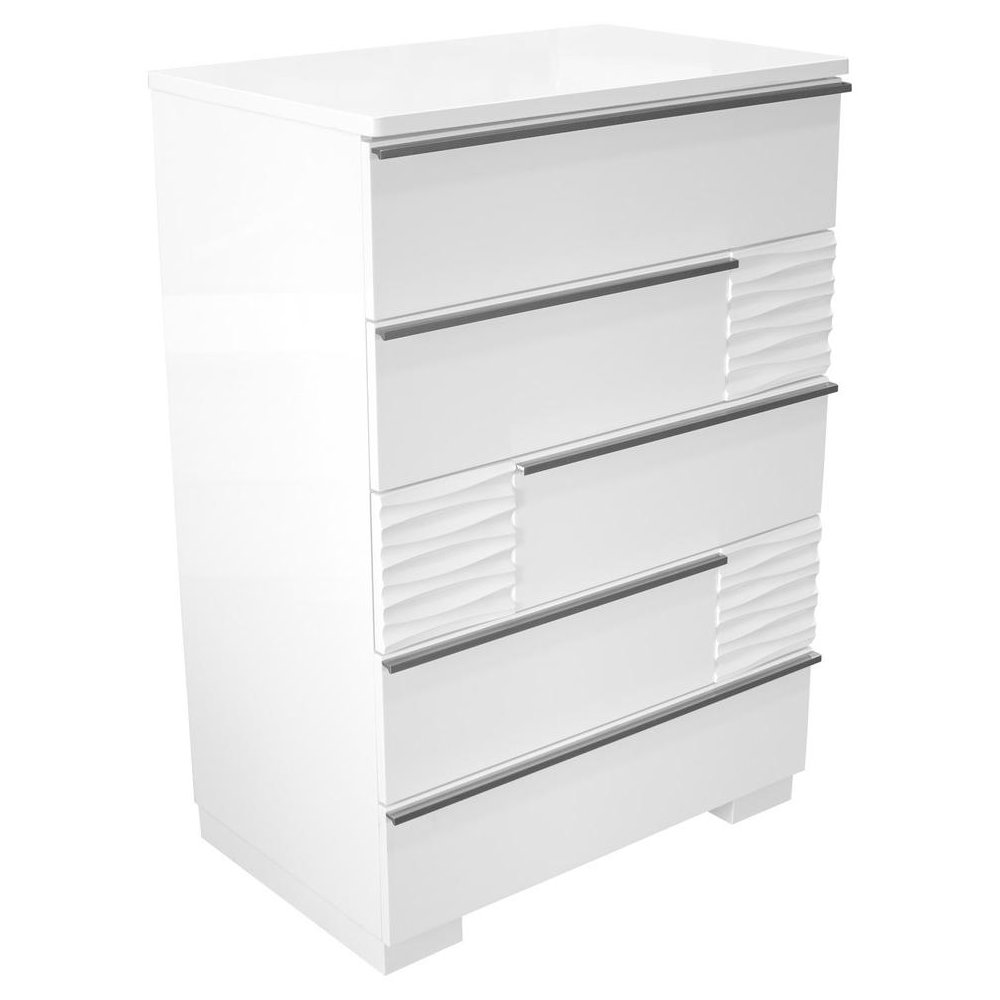 Best Master Athens 5-Drawer Poplar Wood Bedroom Chest in White Lacquer. Picture 2