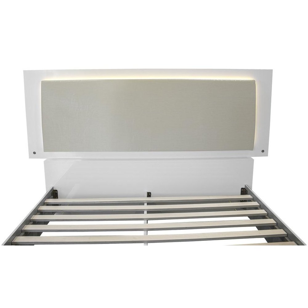 Best Master Athens Eastern King Platform Bed with LED Lighting in White Lacquer. Picture 4