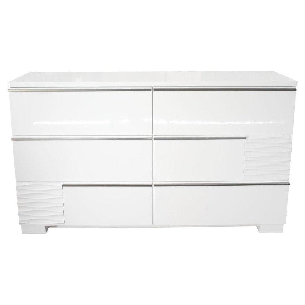 Best Master Athens Poplar Wood Bedroom Dresser in White Lacquer. Picture 1