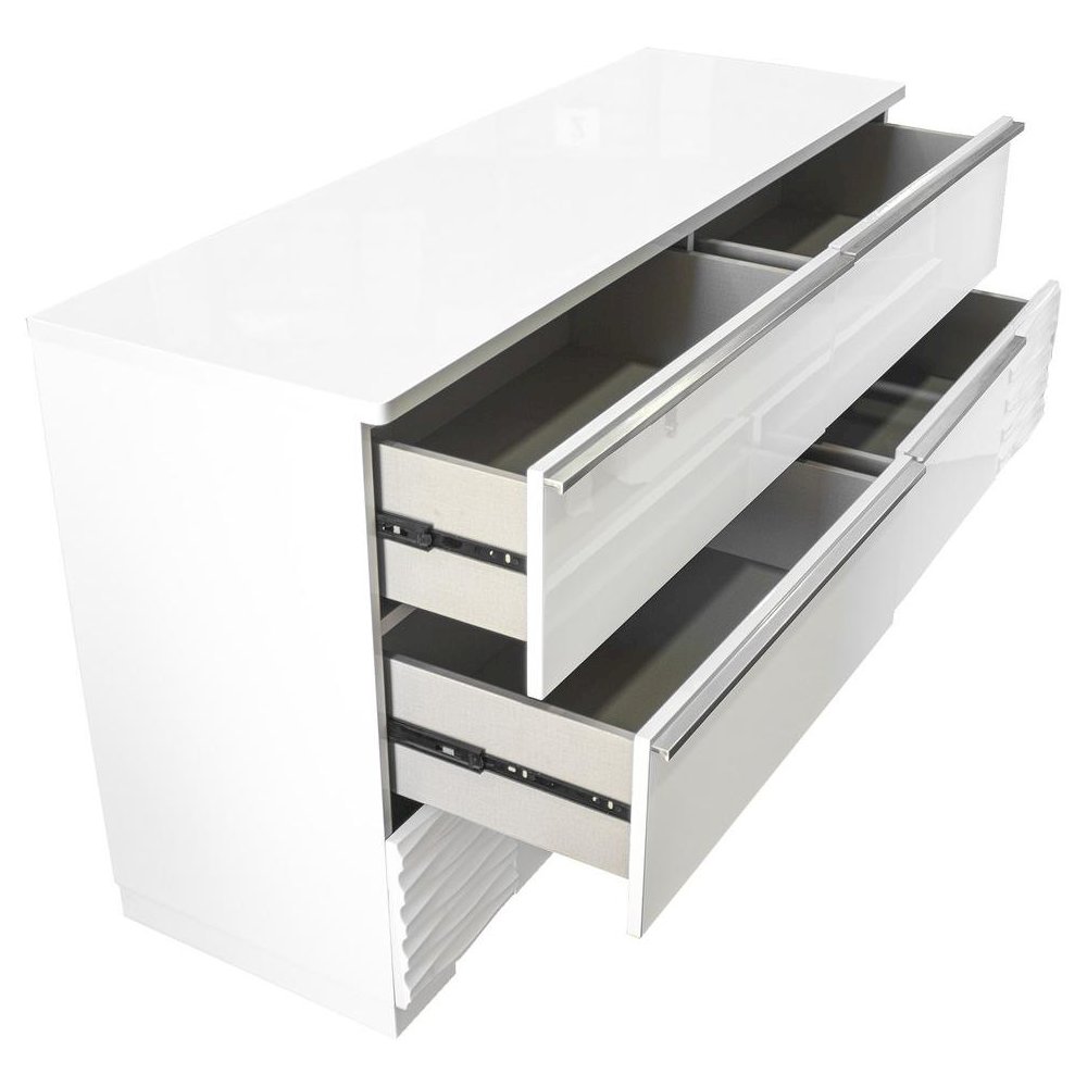 Best Master Athens Poplar Wood Bedroom Dresser in White Lacquer. Picture 3