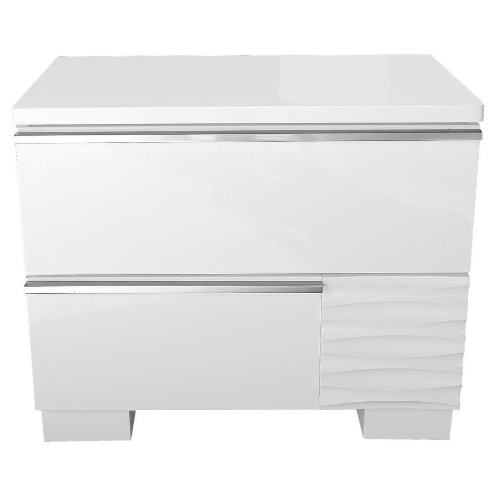 Best Master Athens 2-Drawer Poplar Wood Bedroom Nightstand in White Lacquer. Picture 1