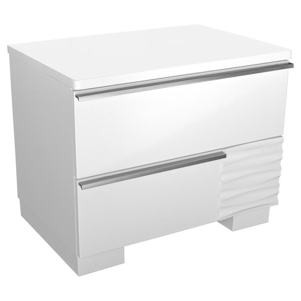 Best Master Athens 2-Drawer Poplar Wood Bedroom Nightstand in White Lacquer. Picture 2