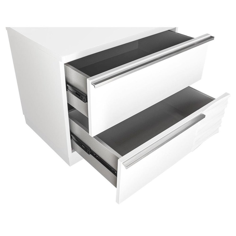 Best Master Athens 2-Drawer Poplar Wood Bedroom Nightstand in White Lacquer. Picture 3