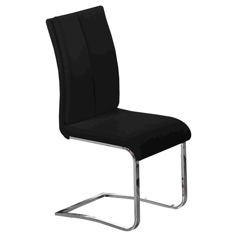 Best Master Modern Faux Leather Dining Side Chair in Black/Chrome (Set of 2). Picture 1