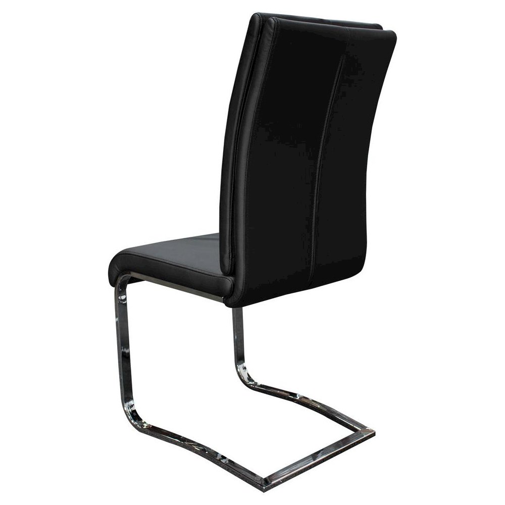 Best Master Modern Faux Leather Dining Side Chair in Black/Chrome (Set of 2). Picture 2
