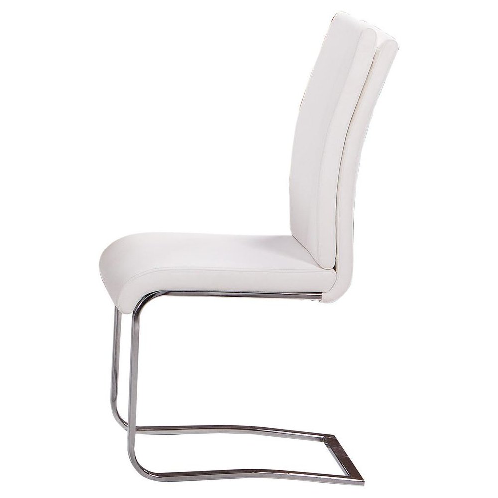 Best Master Modern Faux Leather Dining Side Chair in White/Chrome (Set of 2). Picture 1
