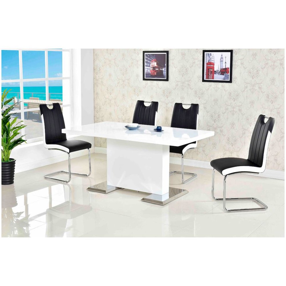 Best Master Bono Faux Leather Modern Dining Side Chair in Black/White (Set of 2). Picture 3