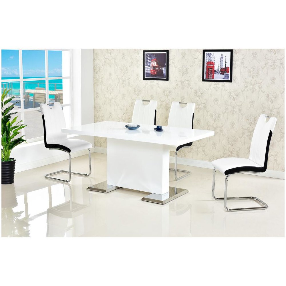 Best Master Bono Faux Leather Modern Dining Side Chair in White/Black (Set of 2). Picture 3