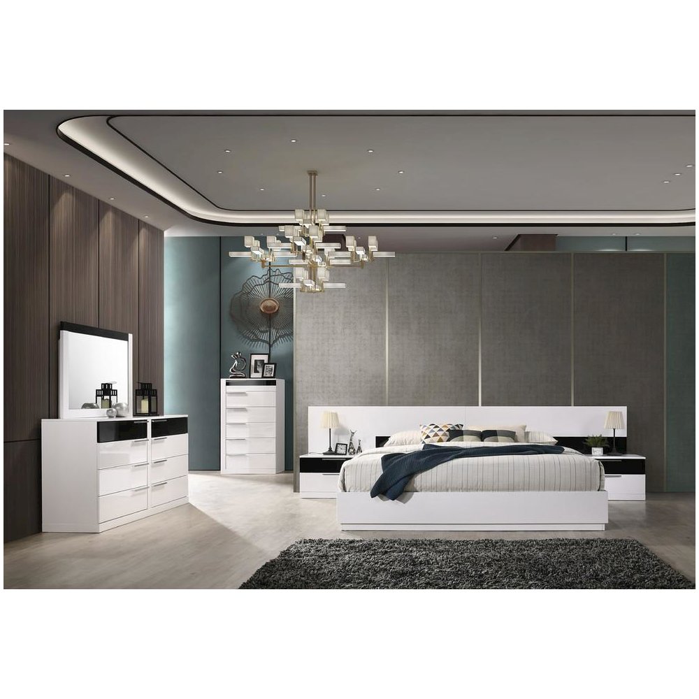 Best Master Bahamas 6-Drawer Poplar Wood Bedroom Chest in Black/White. Picture 3