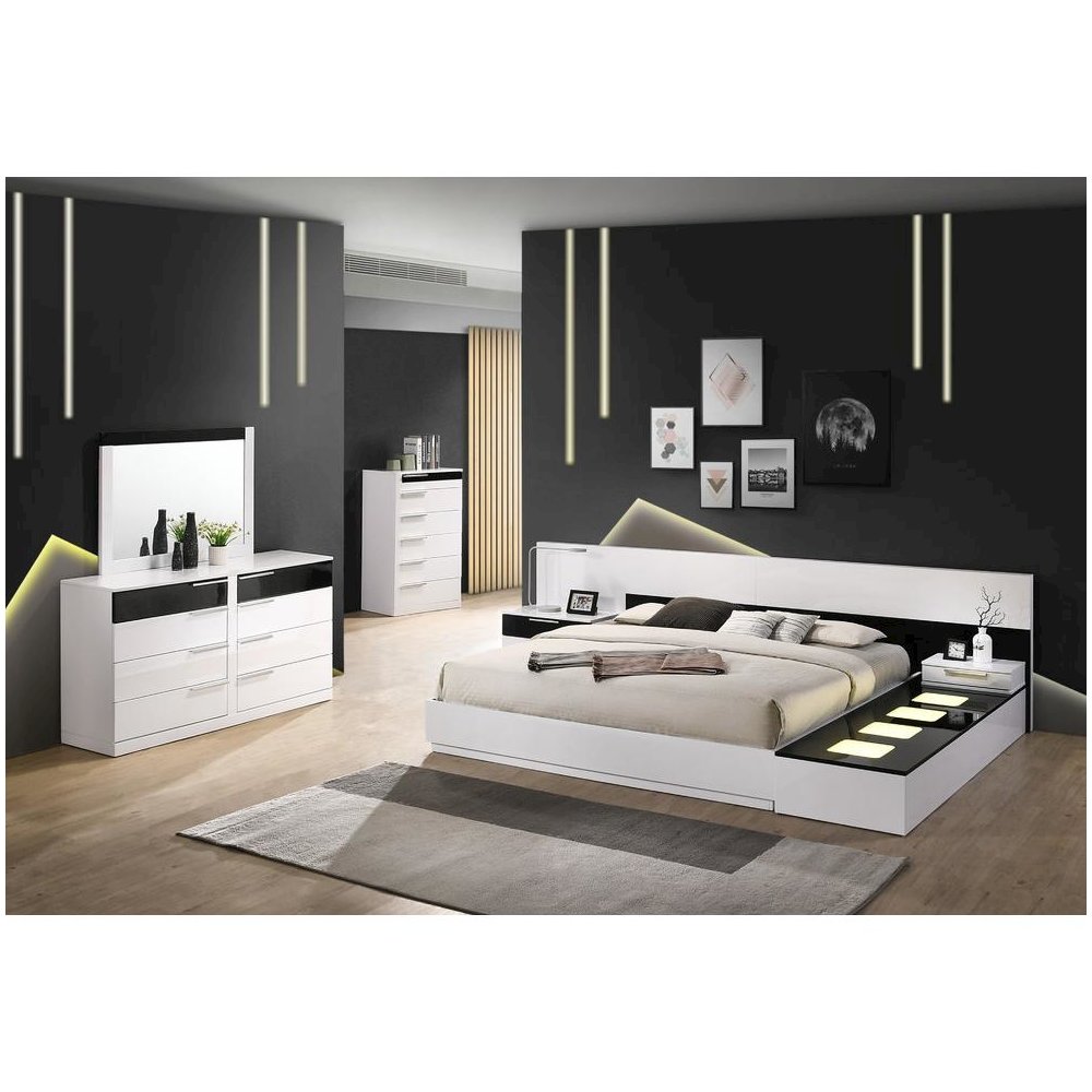 Best Master Bahamas 6-Drawer Poplar Wood Bedroom Chest in Black/White. Picture 4