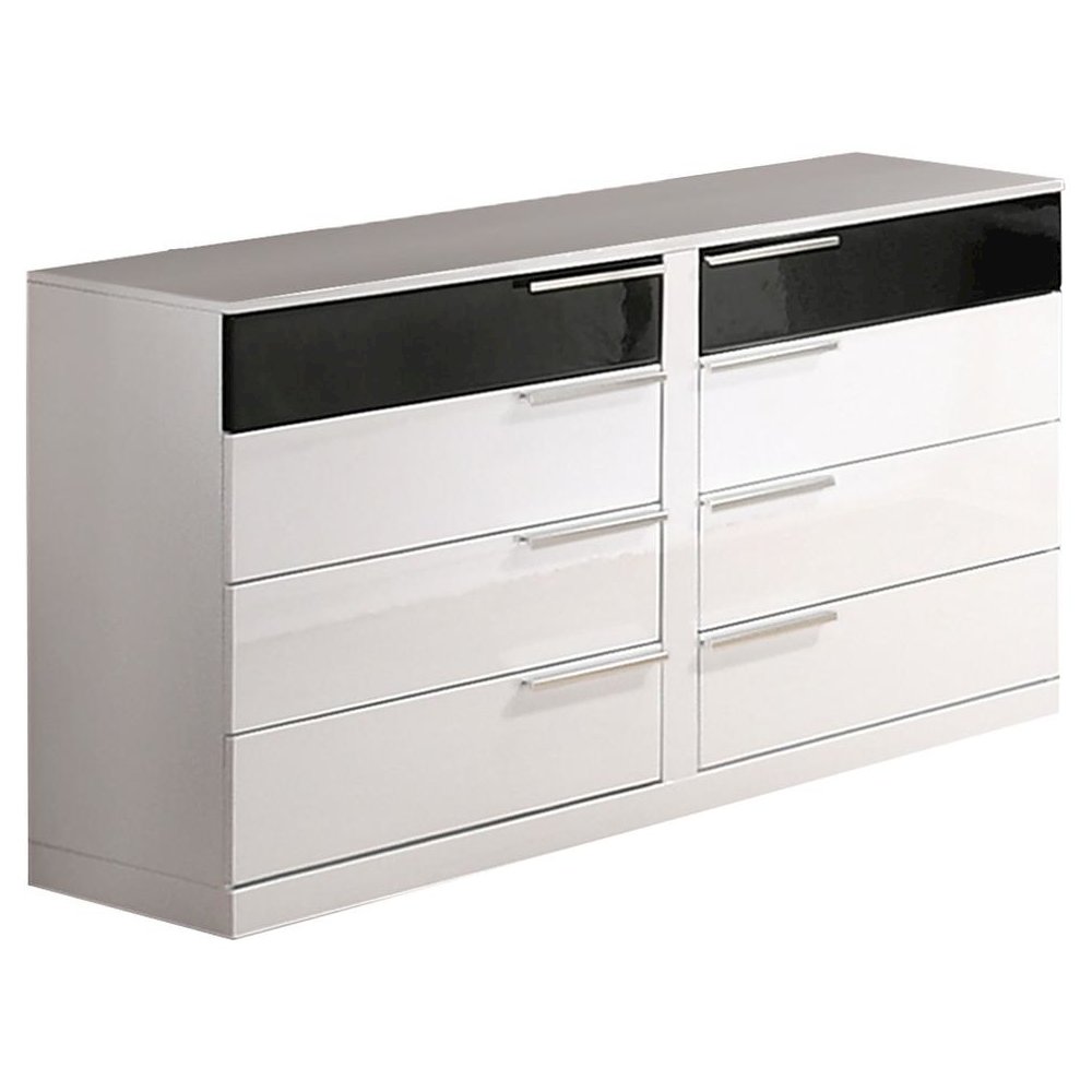 Best Master Bahamas 8-Drawer Poplar Wood Bedroom Dresser in Black/White. Picture 1