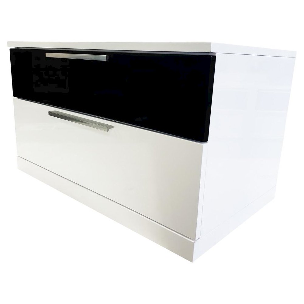 Best Master Bahamas 2-Drawer Poplar Wood Bedroom Nightstand in Black/White. Picture 1