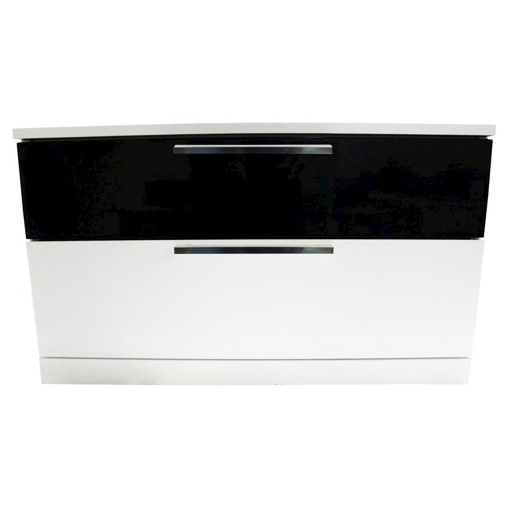 Best Master Bahamas 2-Drawer Poplar Wood Bedroom Nightstand in Black/White. Picture 3
