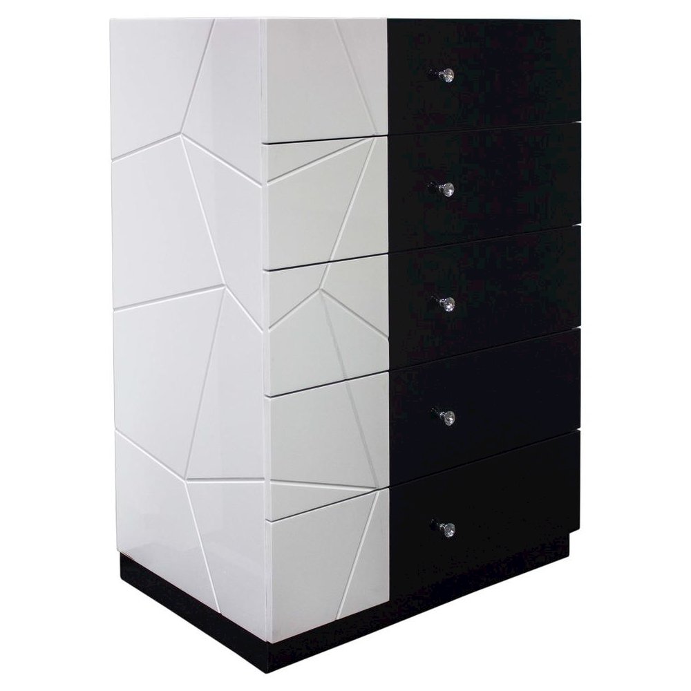Best Master 5-Drawer Poplar Wood Bedroom Chest in White/Black. Picture 2