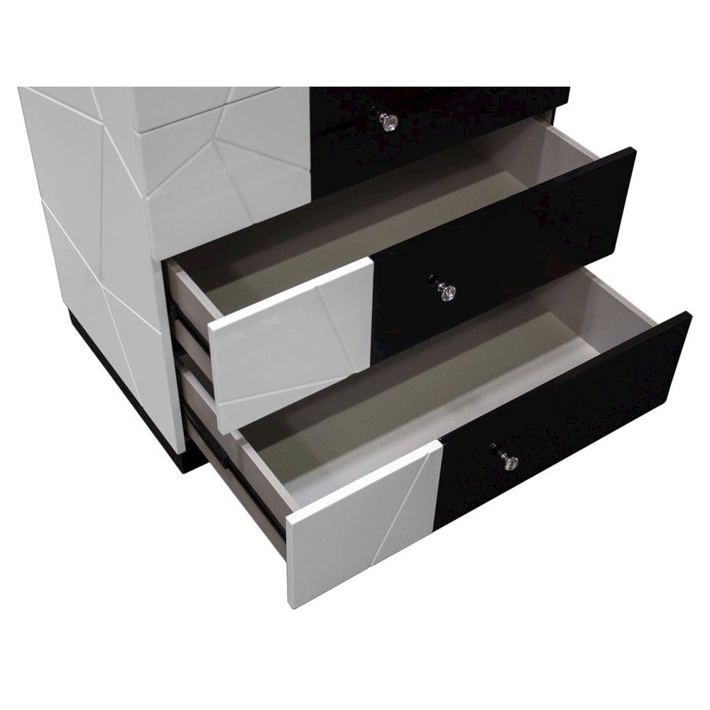 Best Master 5-Drawer Poplar Wood Bedroom Chest in White/Black. Picture 4