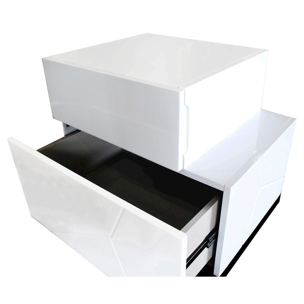 Best Master Poplar Wood Right-Facing Bedroom Nightstand in White/Black. Picture 3