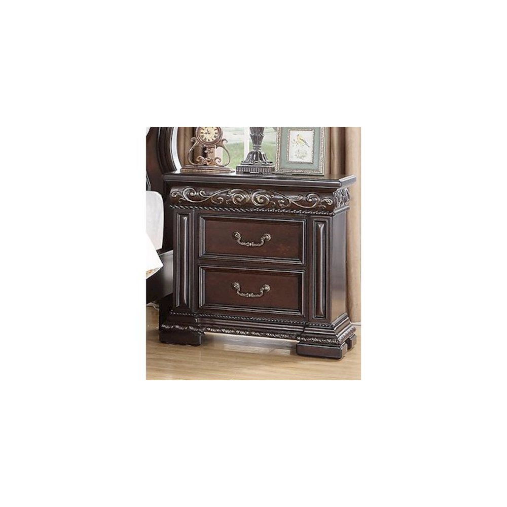 Best Master Furniture Africa 29" 2 Drawer Solid Wood Nightstand in Cherry. Picture 1