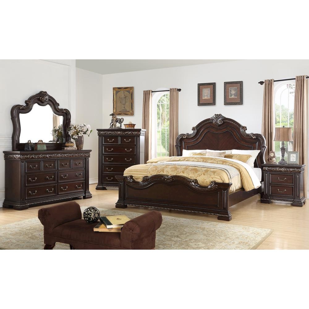 Best Master Furniture Africa 29" 2 Drawer Solid Wood Nightstand in Cherry. Picture 2