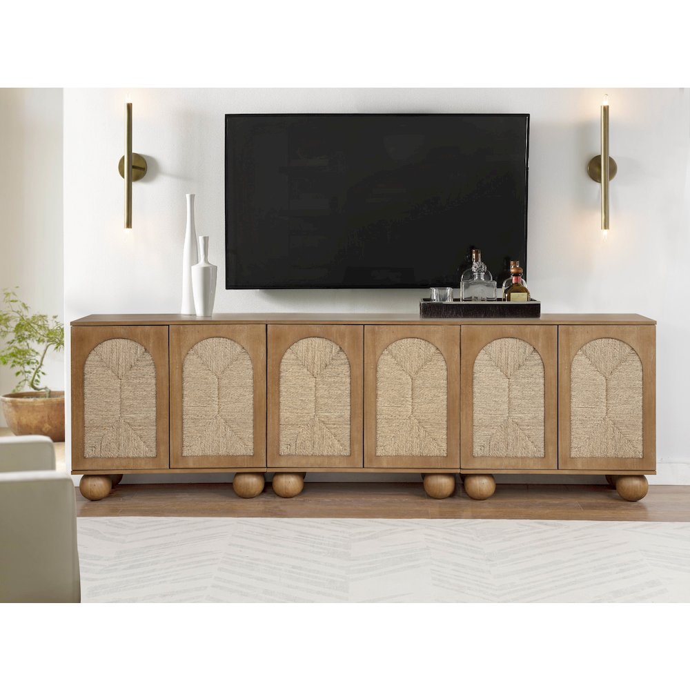 Cyrus 31" Wide 2-Door Accent Cabinet Natural Wood Finish Boho Modern Storage. Picture 9