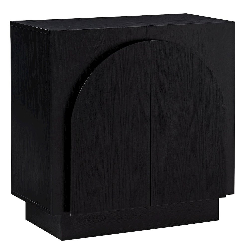 Questa Scandinavian Mid-Century 2-Door Cabinet with Arch Handles, Black. Picture 1