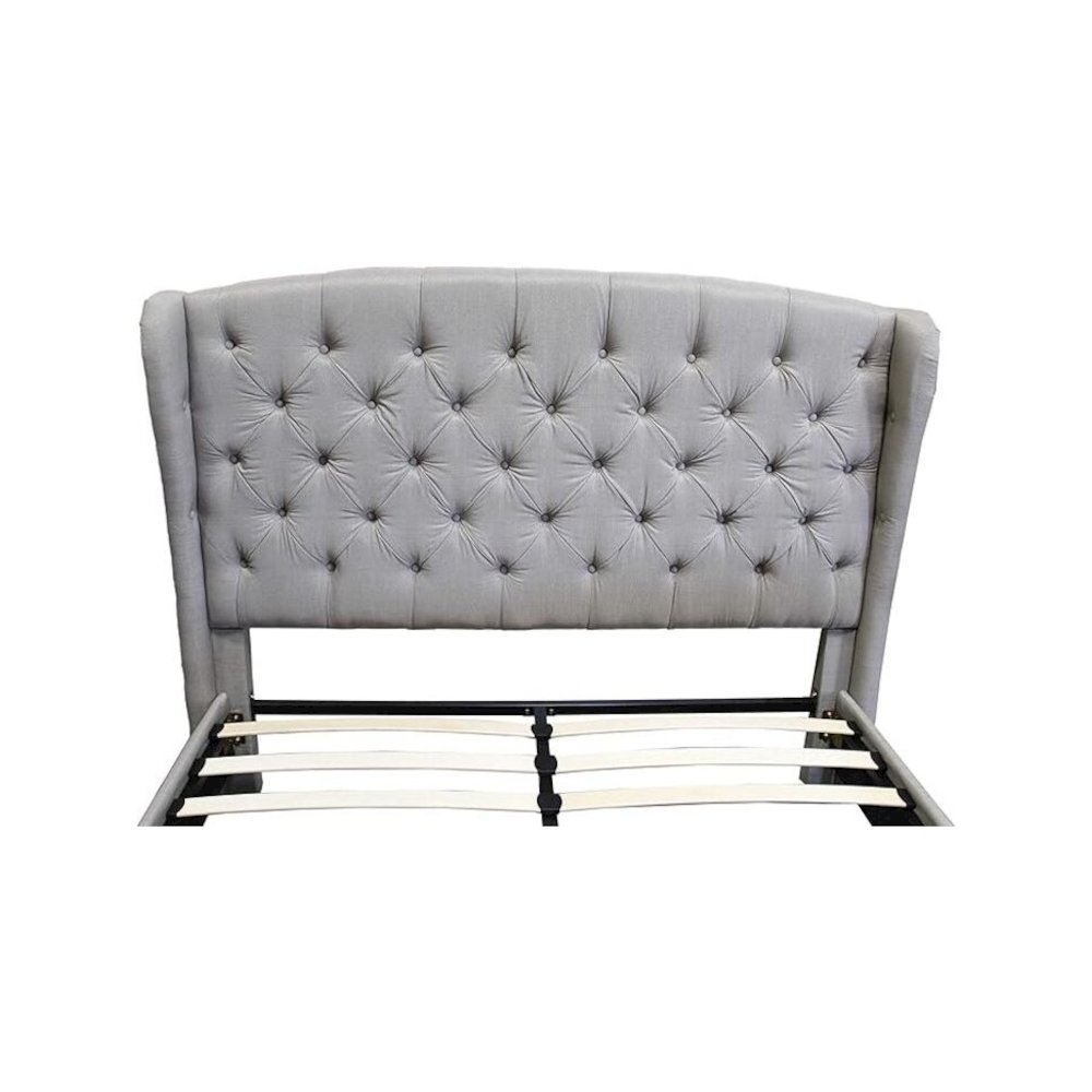 Frances Solid Wood/Fabric Upholstry East King Platform Bed - Grey. Picture 2