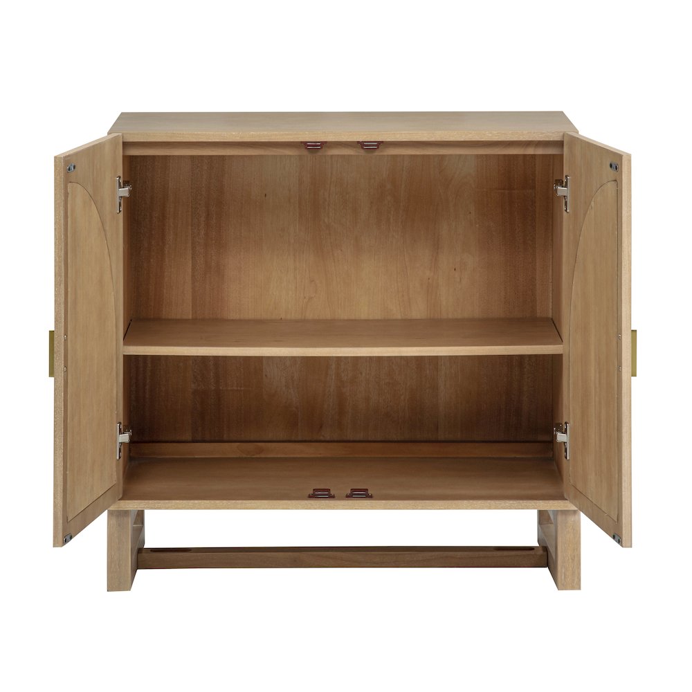 31" Wide 2-Door Accent Cabinet Natural Oak Wood Finish Boho Modern Sideboard. Picture 5