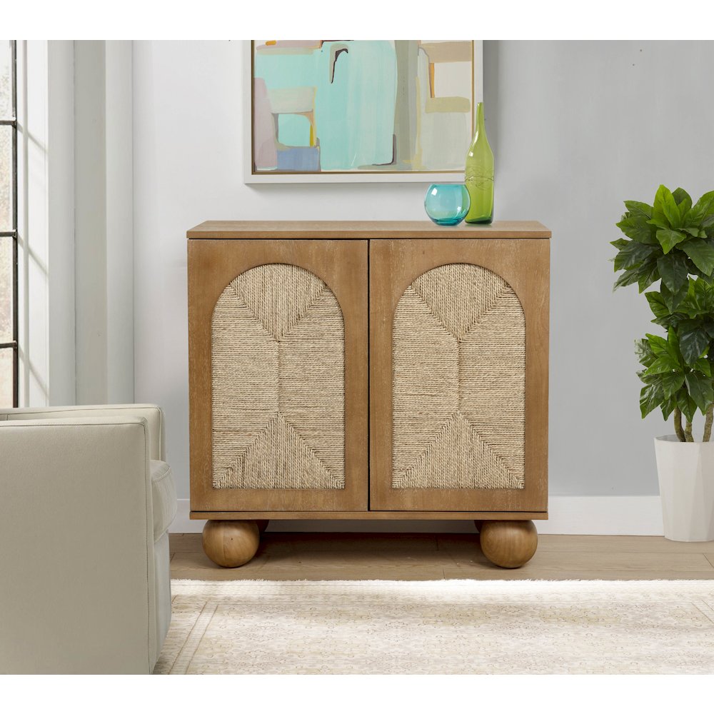 Cyrus 31" Wide 2-Door Accent Cabinet Natural Wood Finish Boho Modern Storage. Picture 6