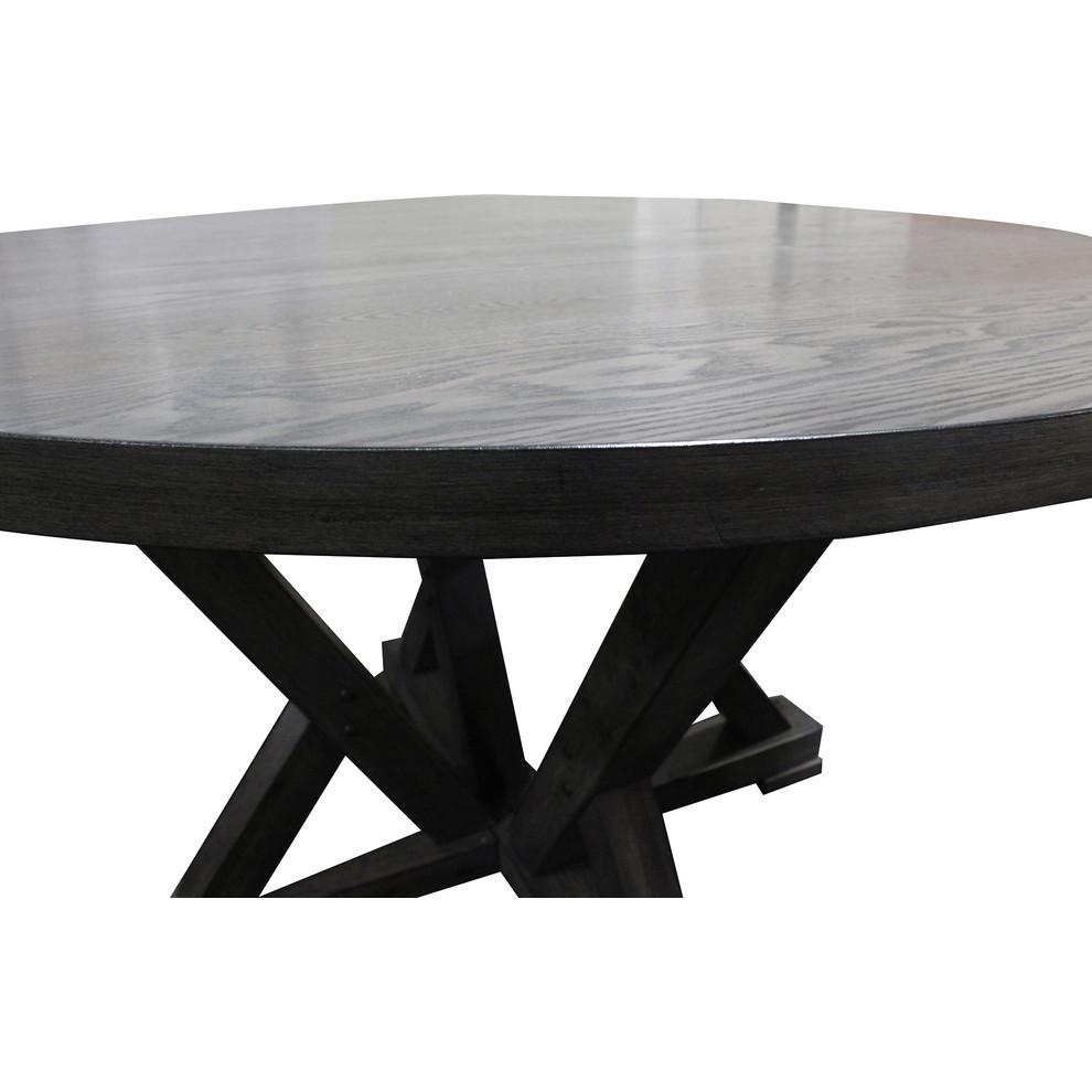 Best Master 5-Piece Solid Wood Round Dinette Set in Antique Rustic Gray. Picture 3
